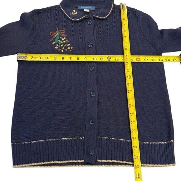 April Cornell Cardigan Sweater Women XS Cottage Embroidered Wool Blend Cute - Picture 12 of 12